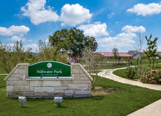 Stillwater Park Exterior Monument Sign and Pathway