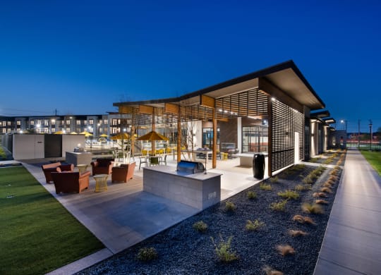 Corsair Apartments Exterior at Night