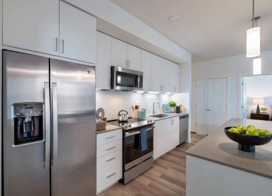 Corsair Apartments Kitchen with Stainless Steel Appliances