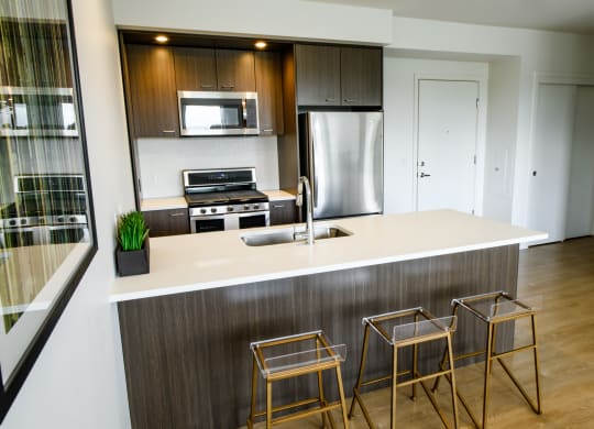 Quartz countertops? Got 'em. Moody under-cabinet lighting? Totally.