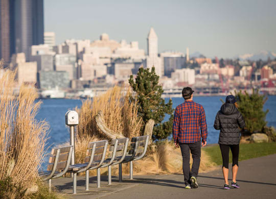Views of Seattle Skyline from Park