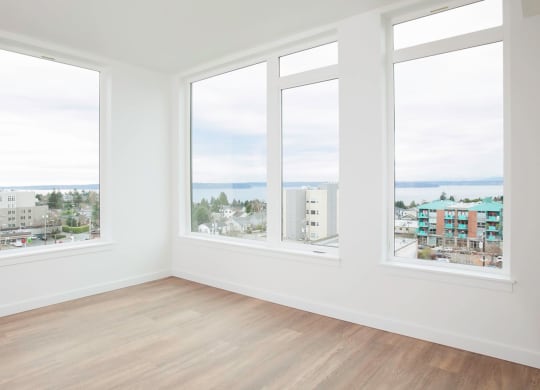 Puget Sound, Olympic and Cascade Mountains and Downtown Seattle Views