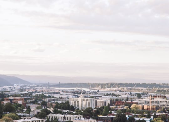 a view of the city from above