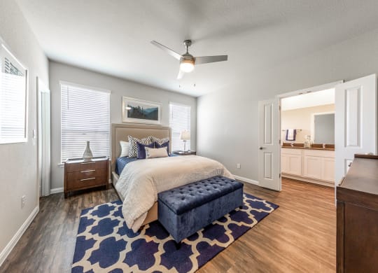 Rivers Edge Apartments Furnished Bedroom with Plenty of Natural Light
