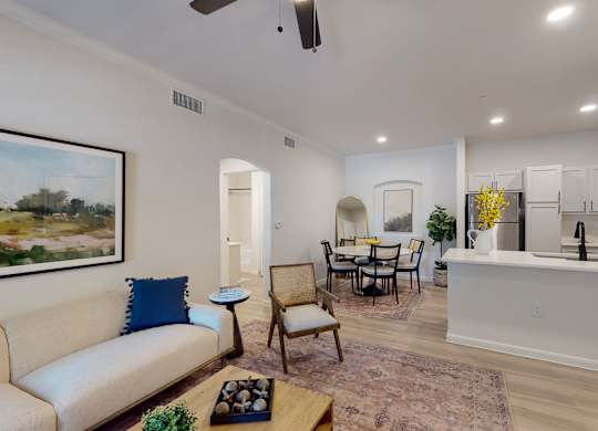 a living room with a couch a coffee table and a chair at Remington Ranch, Texas, 78247