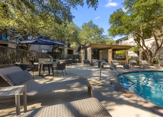 Poolside Relaxing Area at Villas at Rogers Ranch, San Antonio, 78258