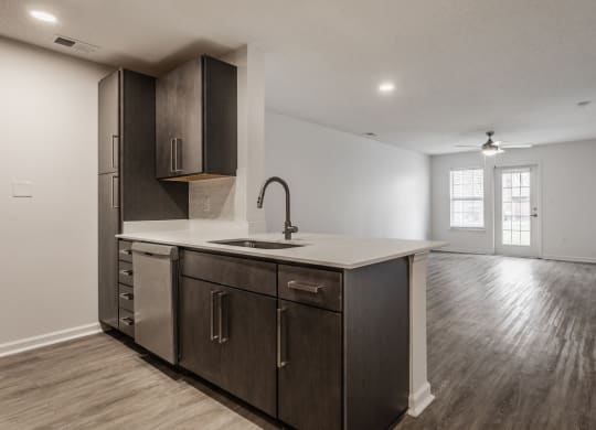 Kitchen with cabinets at Latitudes Apartments, Indianapolis, IN, 46237