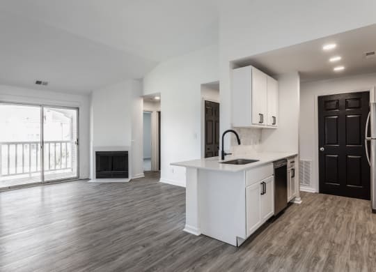 Open Concept Living Space with a Fireplace at Sundance Apartments, Indianapolis, IN