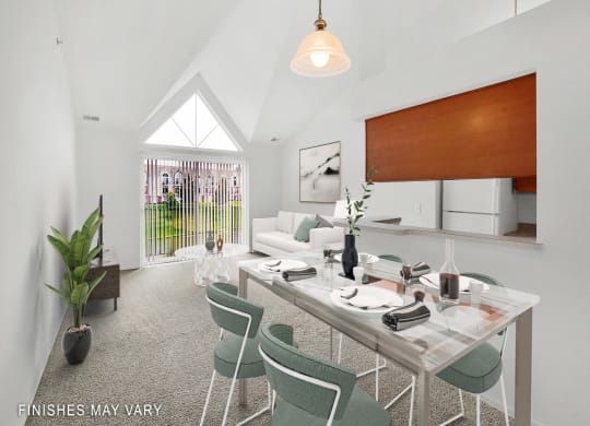 Petunia Layout Open Dining Area at LakePointe Apartments, Batavia, Ohio 45103