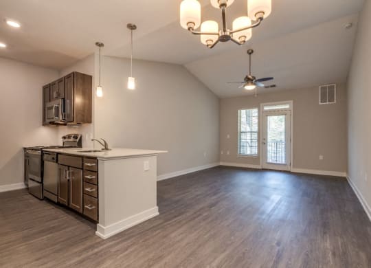 Kitchen & Living Room (Elite Floor Plan) at Emerald Creek Apartments, Greenville