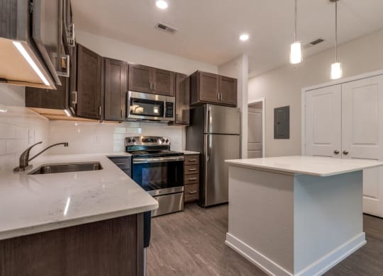 Kitchen with Island (Premier Floor Plan) at Emerald Creek Apartments, Greenville