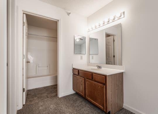 Bathroom interior at Polo Run Apartments, Greenwood, IN
