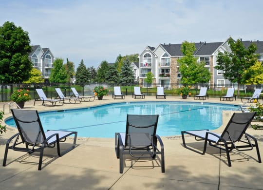 Swimming Pool and Sundeck at Hillside Apartments, Michigan, 48393
