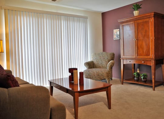 Living Room with Carpeting at The Landings, Westland, MI