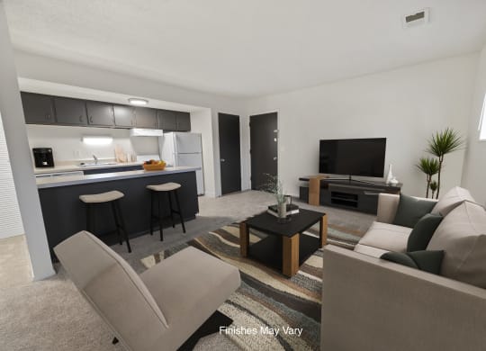 Allium Studio Living Space at Timberbrook Apartments, Peoria, IL, 61614