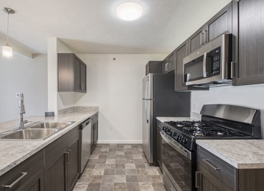 kitchen with stainless steel appliances at Andover Pointe Apartment Homes, NE, 68138