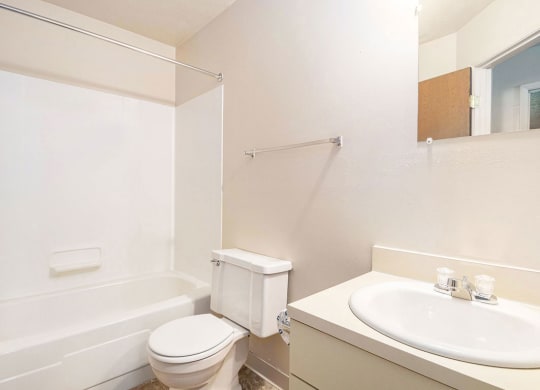 a bathroom with a sink toilet and a bath tub at Apple Ridge Apartments, Walker