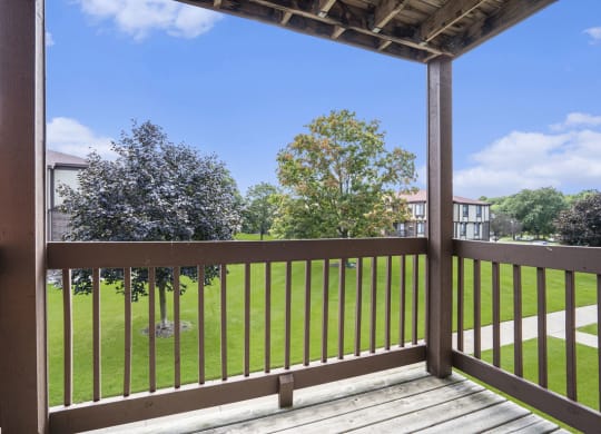 a view of a courtyard from the balcony at Apple Ridge Apartments, Michigan, 49534