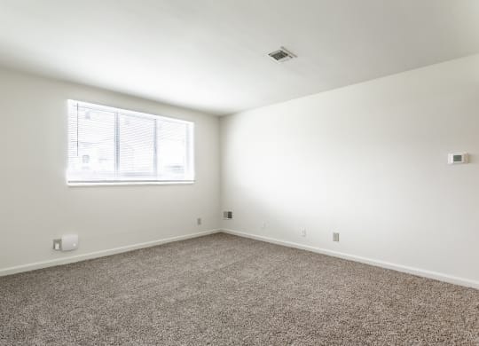 an empty room with carpet and a window at Bay Pointe Apartments in Lafayette, Indiana