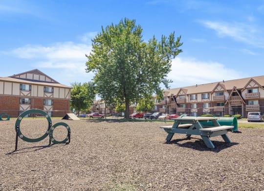our apartments have a playground and a picnic table at Bay Pointe Apartments in IN 47909