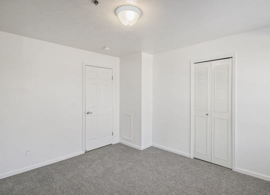 spacious bedroom with walk in closet at Canal 2 Apartments, Lansing, Michigan