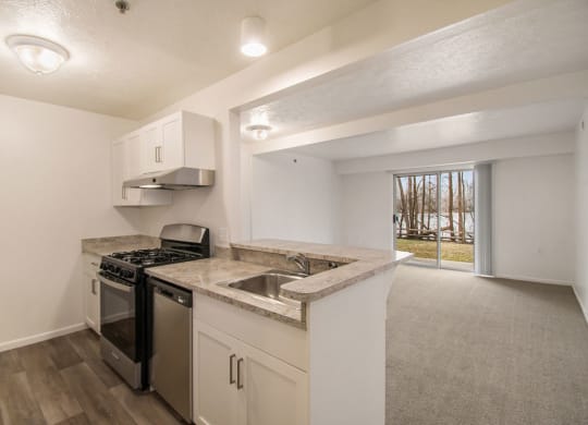 kitchen with stainless steel appliances at Canal 2 Apartments, Lansing, Michigan