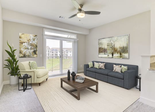 Living Room Leads to Private Balcony at Chase Creek Apartment Homes, Huntsville, AL, 35811