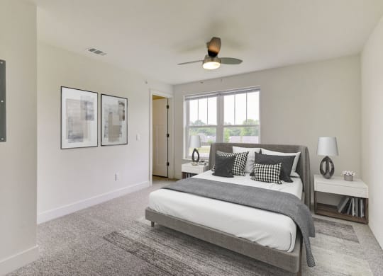Bedroom with Ceiling Fan at Chase Creek Apartment Homes, Huntsville, AL, 35811