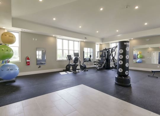 Fitness Center with High Ceiling at Chase Creek Apartment Homes, Alabama, 35811