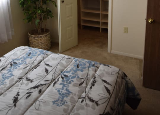 Bedroom with Walk In Closet at Canal Club Apartments, Lansing, MI