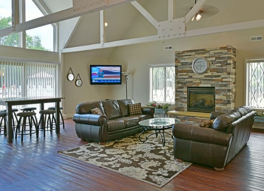 Clubhouse with a Large Screen Television and Free WiFi at Charter Oaks Apartments, Davison
