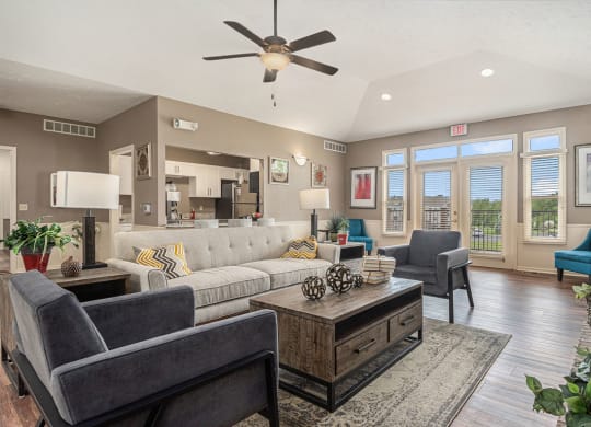 Posh Lounge Area In Clubhouse at Colonial Pointe at Fairview Apartments, Nebraska