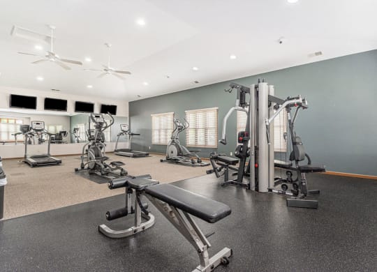 Fitness Center With Updated Equipment at Colonial Pointe at Fairview Apartments, Nebraska, 68123