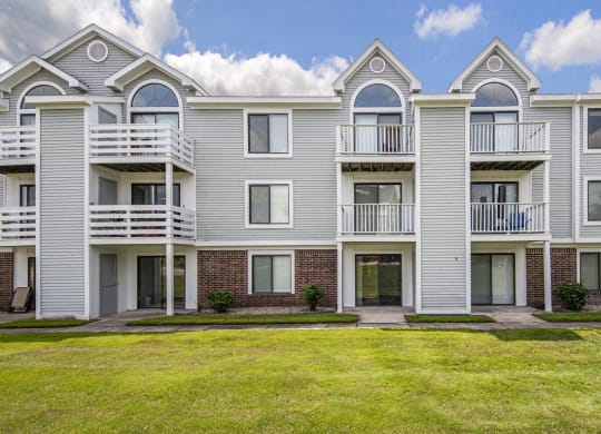 patios and balconies with a green courtyard at The Crossings Apartments, Michigan, 49508