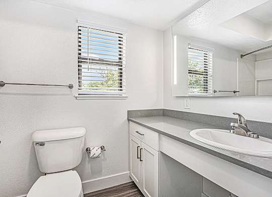 a bathroom with a window at The Crossings Apartments, Michigan, 49508