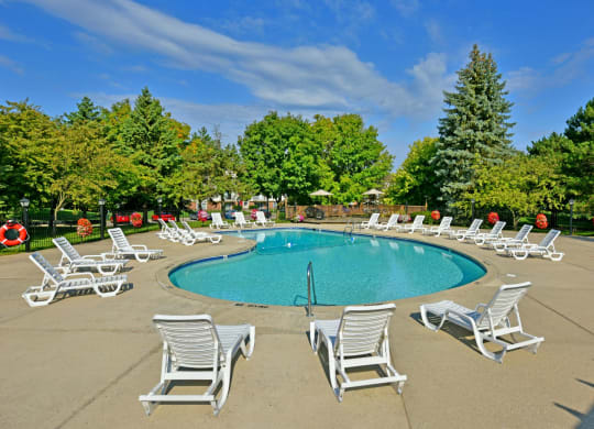Swimming Pool and Sundeck at Bristol Square and Golden Gate Apartments, Wixom, Michigan