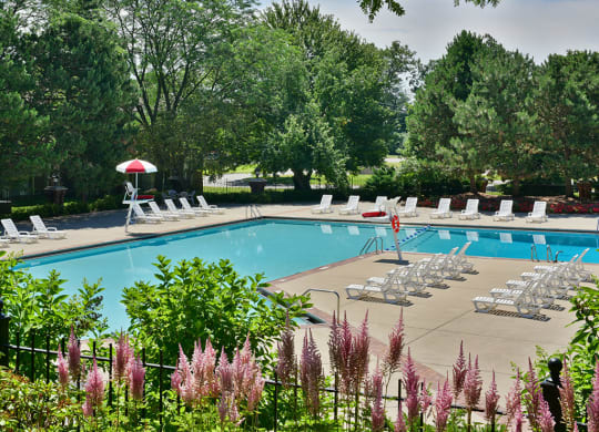 Scenic Pool Surroundings at The Village Apartments, Michigan