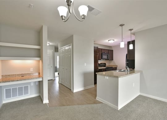 Erie Living and Kitchen at River Hills Apartments, Fond du Lac, WI