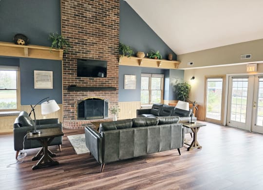 Community Building with Fireplace at Dupont Lakes Apartments, Indiana, 46825