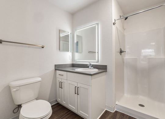 Second bathroom with walk in shower at Eagle Ridge Apartment Homes, Traverse City, MI