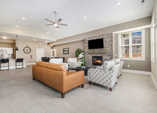 Community building with fireplace at Eagle Ridge Apartment Homes, Traverse City, Michigan