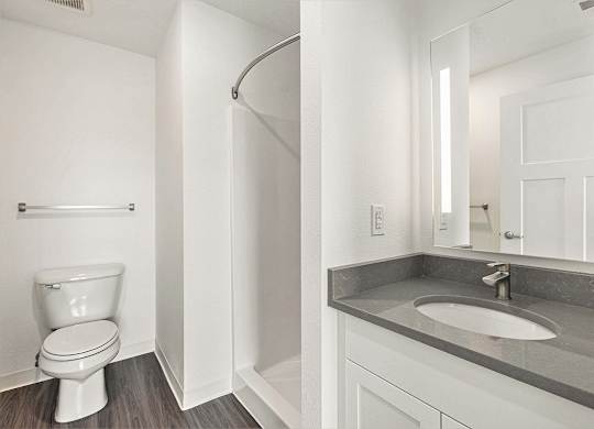 Second bathroom with walk in shower at Eagle Ridge Apartment Homes, Traverse City, MI