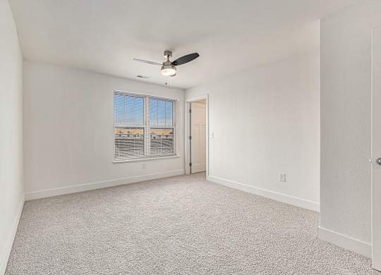 Spacious bedroom with large windows and walk in closet at Eagle Ridge Apartment Homes,  Michigan 49685
