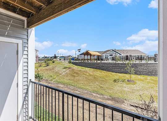 Private balcony with enclosed storage at Eagle Ridge Apartment Homes, Traverse City, Michigan