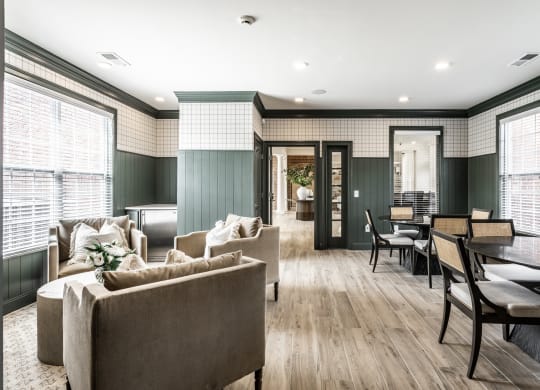 Leasing center with couches and chairs at Alexandria of Carmel Apartments, Carmel, 46032