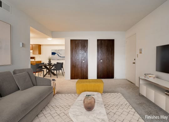 Mina Layout Model Living Room at Fox Pointe Apartments, IL