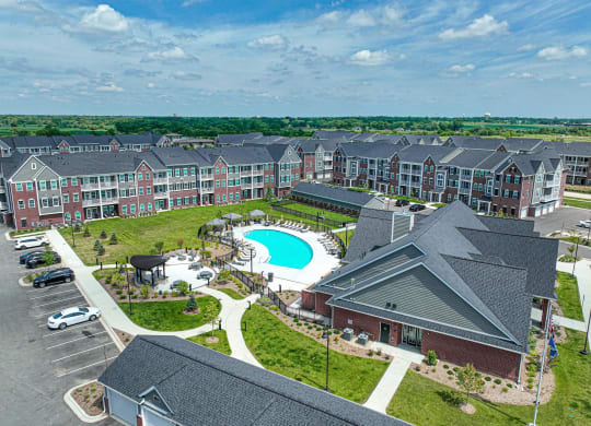 Montgomery Place Aerial at Montgomery Place Apartments, Illinois