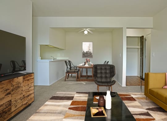 Living Room With Dining Area at Perry Place Apartments, Grand Blanc, 48439