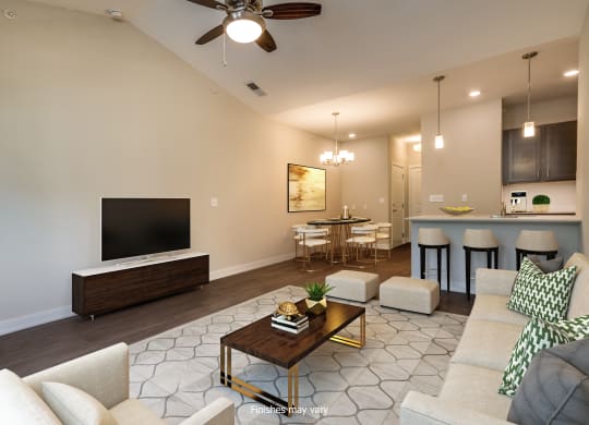 Elite Living Room at Emerald Creek Apartments, Greenville