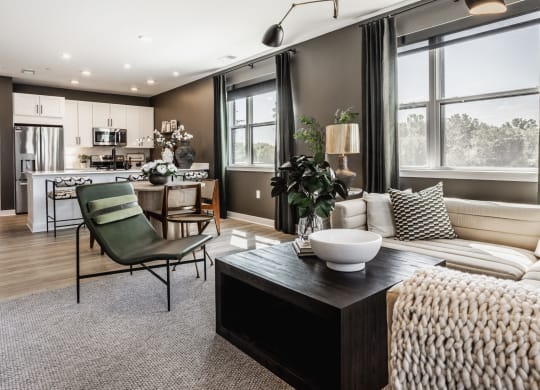 Bright Living Room at Nuvo Flats, Merrillville, IN, Indiana